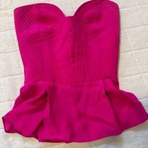 Vibrant Pink Strapless Peplum Top